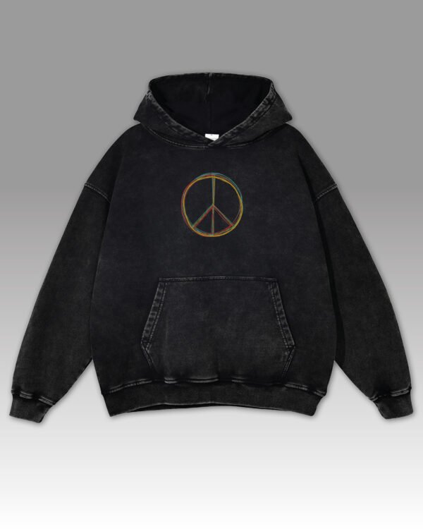 Bluza oversize z kapturem <br>Symbol pokoju <br>Haft, Efekt sprania